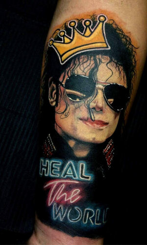 Realistic color Michael Jackson tattoo